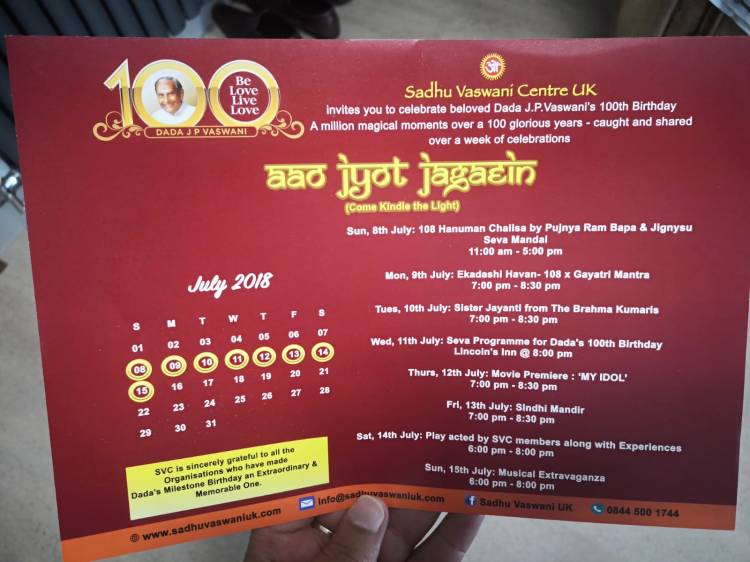 Sadhu V 100th Birthday Invite